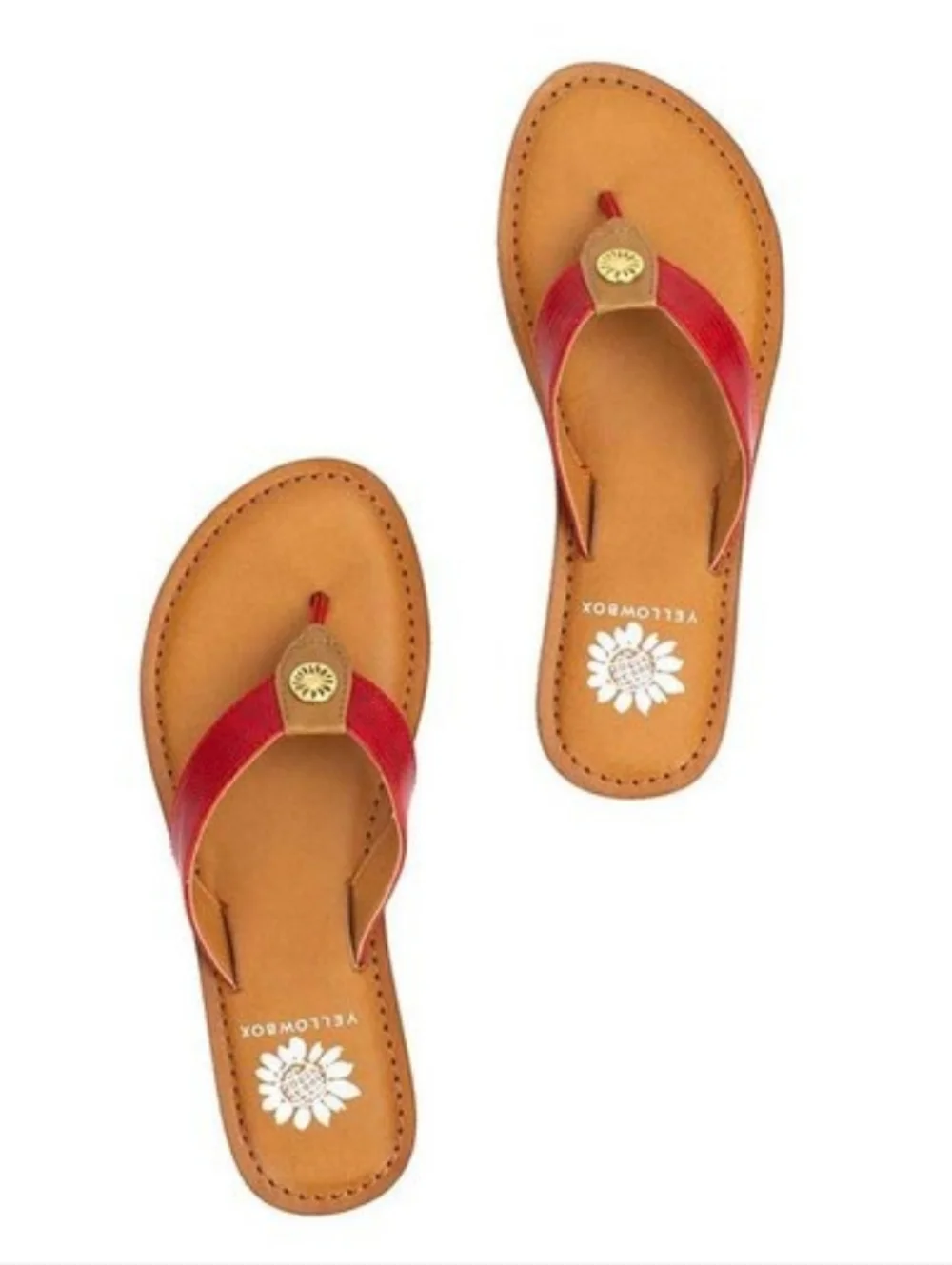 Yellow Box Red Flip Flops- 8 - Picture 5 of 7
